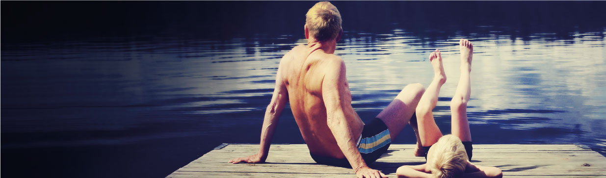 man-kid-river